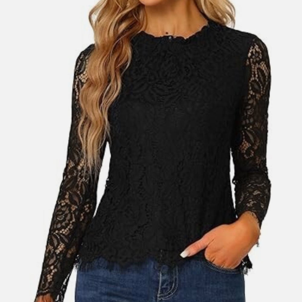 Allegra k black lace blouse new